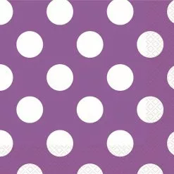 Serviettes - Cocktail, Polka Dots Purple