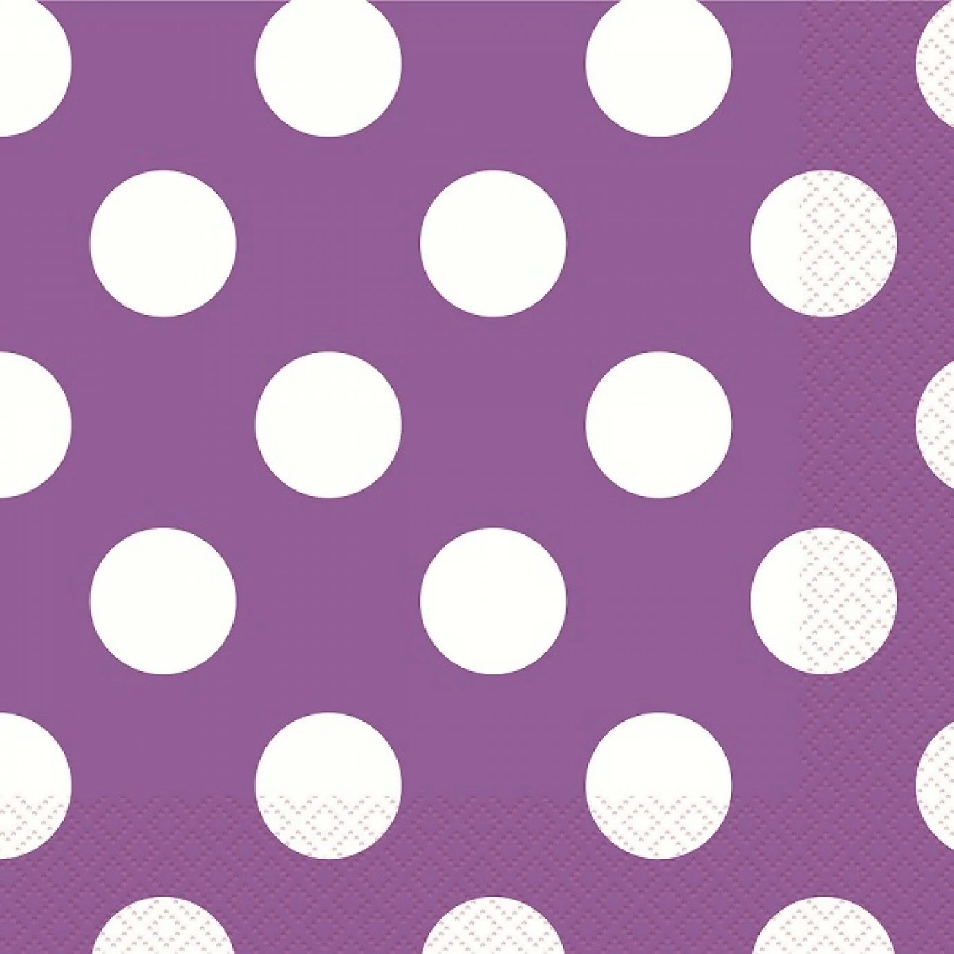 Serviettes - Cocktail, Polka Dots Purple 3 Serviettes - Cocktail, Polka Dots Purple