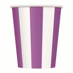 Cups - Stripes, Purple 6 Pk