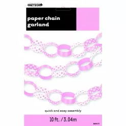 Garland - Paper Chain, Pale Pink & White Polka Dots