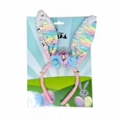 Headband - Bunny Ears, Sequin With Flowers