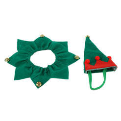 Pet Costume - Elf Hat And Collar, One Size 2pc