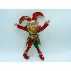 Christmas Decoration - 25cm Jester, Red & Green