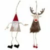 Christmas Ornament - Santa/Deer Wood With Rope Legs, Assorted