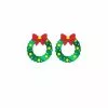 Earrings - Christmas Yule Wreath, Green -Halloween Costumes Sales 56397