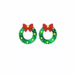 Earrings - Christmas Yule Wreath, Green
