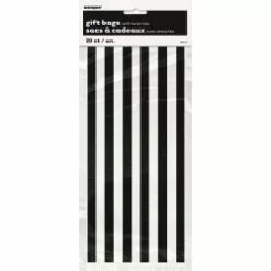 Cellophane Bags - Decorative Stripes, Black 20 Pk