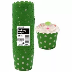 Baking Cups - Polka Dots, Green 25 Pk