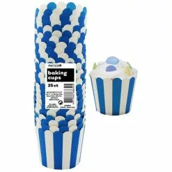 Baking Cups - Stripes, Blue 25 Pk