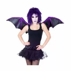 Wings - Adult, Black With Purple Glitter