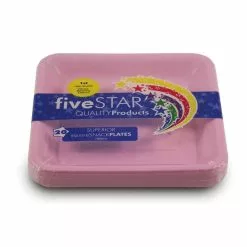 Plates - Dessert, Square Pink 20 Pk