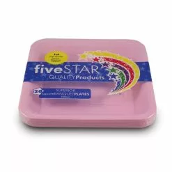 Plates - Banquet, Square Pink 20 Pk
