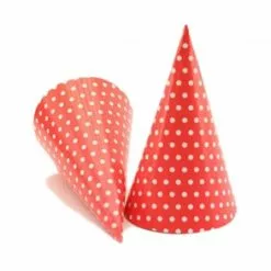 Party Cone - Red W/Polka Dots 12 Pk