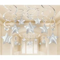 Hanging Decoration - Shooting Stars 30 Pk Silver