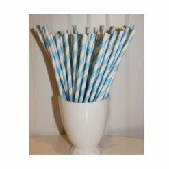 Straws - Paper, Blue & White Stripe 25 Pk