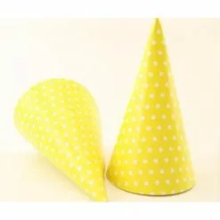 Party Cone - Yellow W/Polka Dots 12 Pk