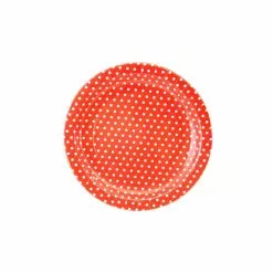 Plates - Dinner, Red W/Polka Dots 12 Pk