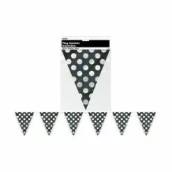 Flag Bunting - Pennant, Polka Dots Black