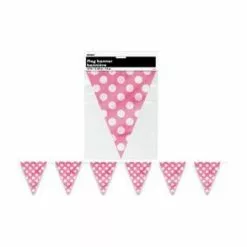 Flag Bunting - Pennant, Polka Dots Hot Pink
