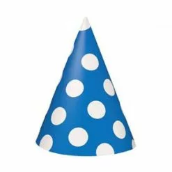 Party Hats - Polka Dots Royal Blue 8 Pk