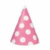 Party Hats - Polka Dots Hot Pink 8 Pk