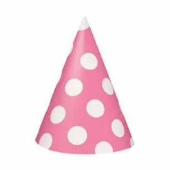 Party Hats - Polka Dots Hot Pink 8 Pk