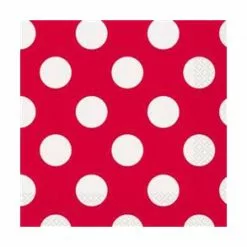 Serviettes - Luncheon, Polka Dots Red
