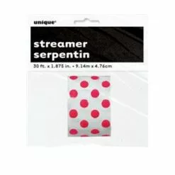 Streamer - Crepe, Polka Dots Red