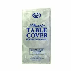 Tablecloth - Rectangular, Clear With Silver Hearts