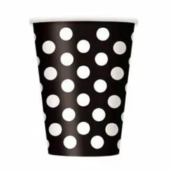 Cups - Polka Dots Black 6 Pk