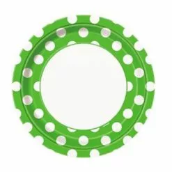 Plates - Dinner, Polka Dots Green 8 Pk