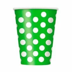 Cups - Polka Dots Green 6 Pk