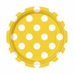Plates - Dessert, Polka Dots Yellow 8 Pk