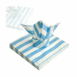 Serviettes - Luncheon, Stripes, Pale Blue 20 Pk