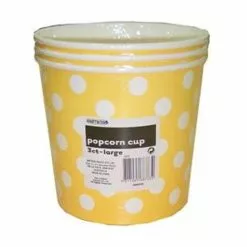 Popcorn Cups, Large - Polka Dots, Yellow 3 Pk
