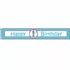 Banner - Happy 1st Birthday Blue Polka Dots