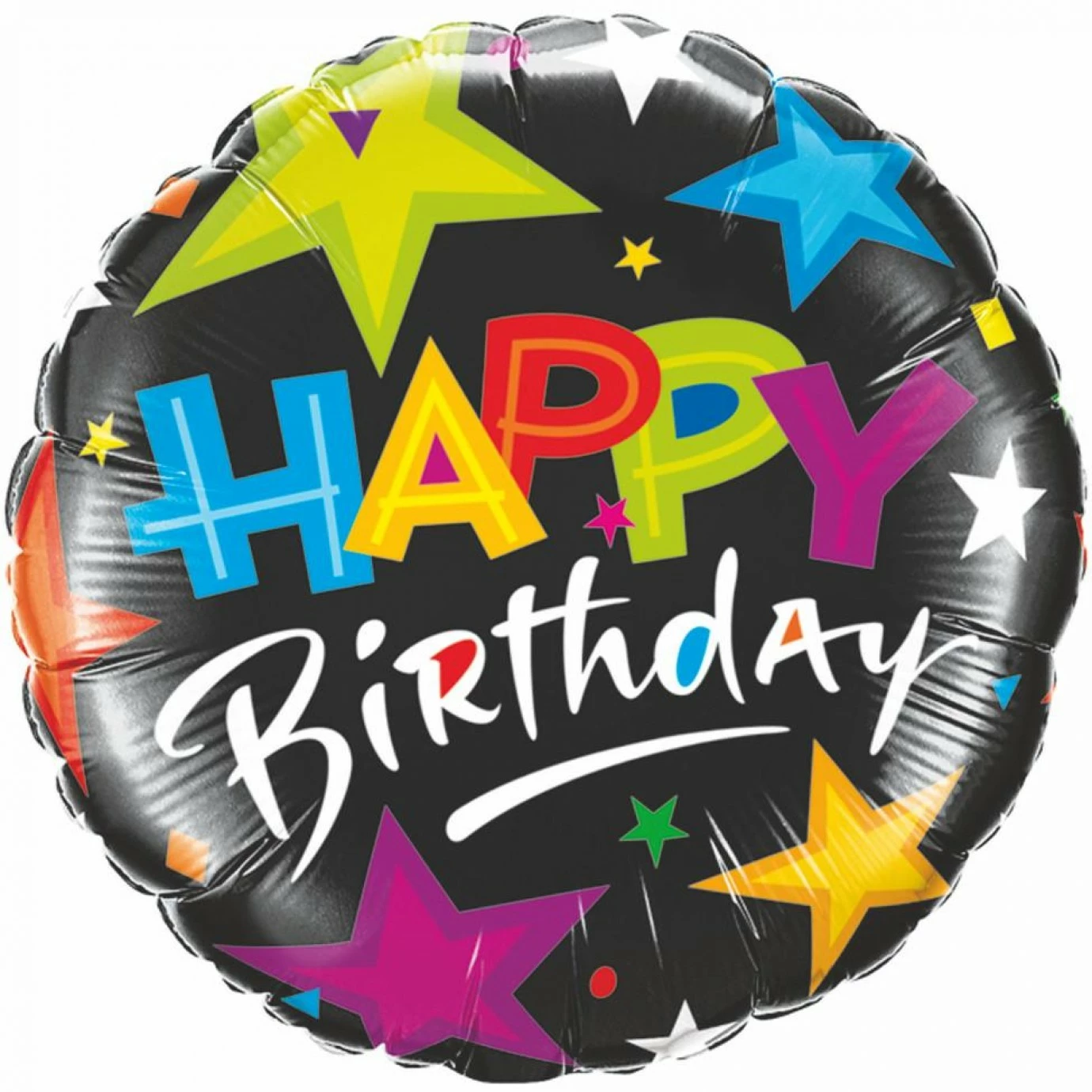 Balloon - Foil 3' Round, Brilliant Stars Birthday Black 3 Balloon - Foil 3' Round, Brilliant Stars Birthday Black