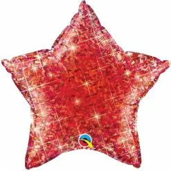Balloon - Foil, Holographic Star Red