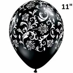 Balloon - Latex Print 11" Damask Black -Halloween Costumes Sales balloon latex print 11 damask black 1