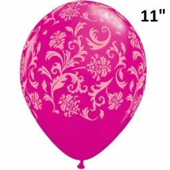 Balloon - Latex Print 11" Damask Wild Berry