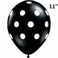 Balloon - Latex Print 11" Polka Dots Onyx & White -Halloween Costumes Sales balloon latex print 11 polka dots onyx white