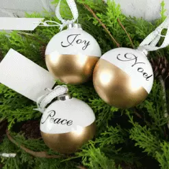 Christmas Bauble - Glass, Gold & White Assorted