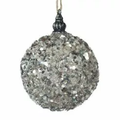 Christmas Bauble - Glass, Silver Glimmer