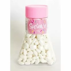 Cake Sprinkles - 12 Mm Sugar Hearts 110 G White