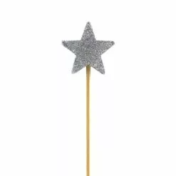 Candle - Stick, Star Silver Glitter