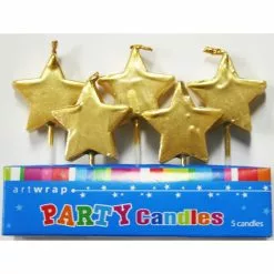 Cake Candles - Gold Stars 5 Pk