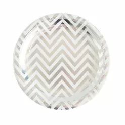 Plates - Dessert, Chevrons Silver 10 Pk