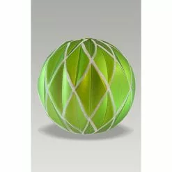 Christmas Bauble - 8cm Green Harlequin, White Glitter