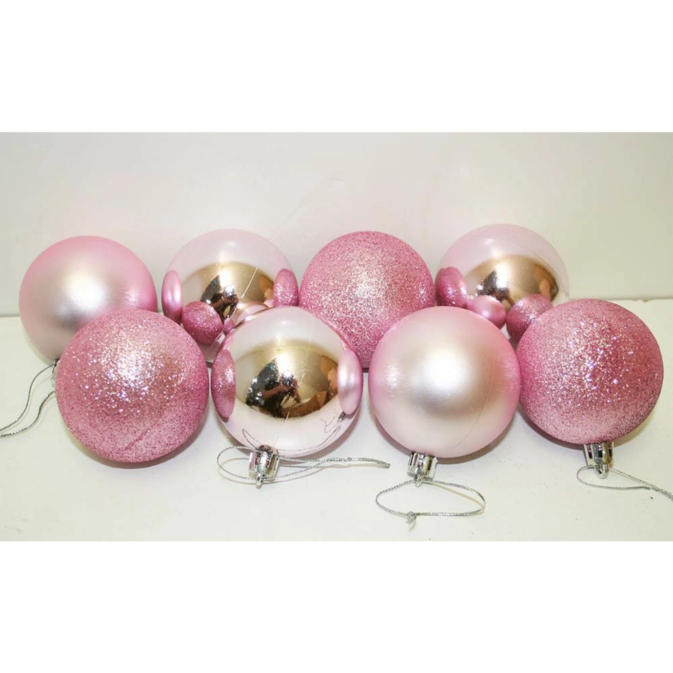 Christmas Baubles - Pink Or Turquoise Assorted 6 Cm 8 Pk