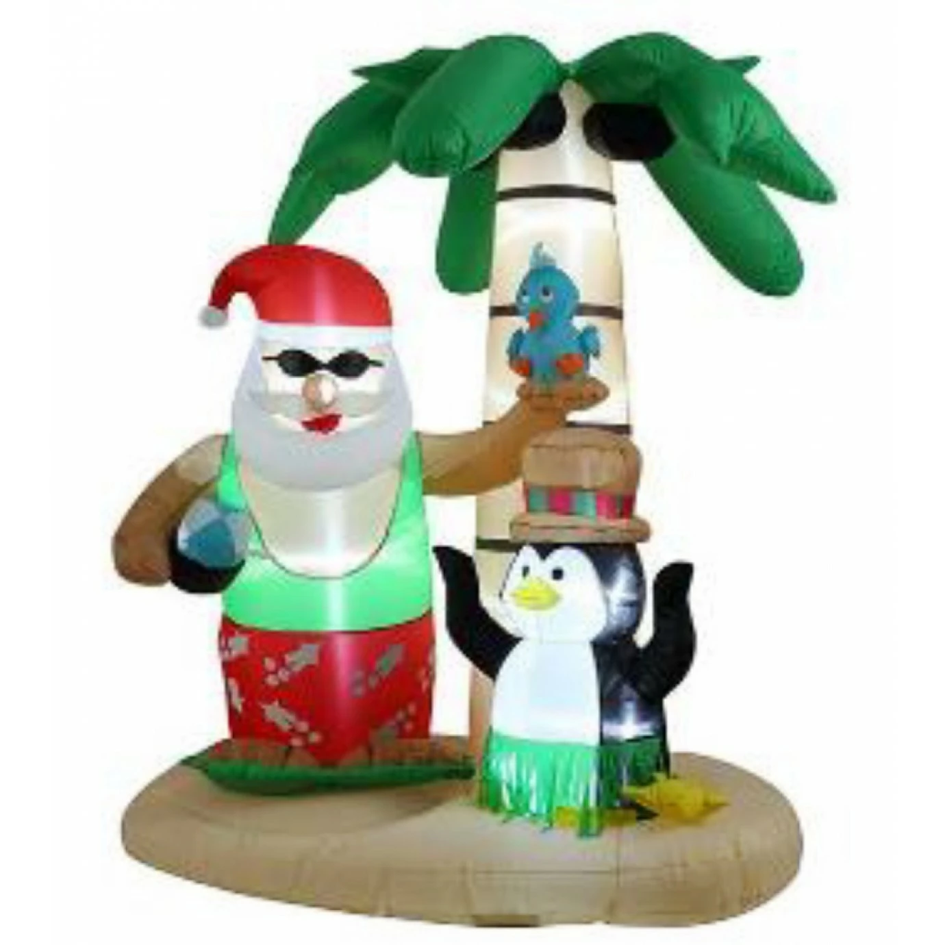 Christmas Inflatables - 2.45 M Tropical Island Santa & Penguin 3 Christmas Inflatables - 2.45 M Tropical Island Santa & Penguin